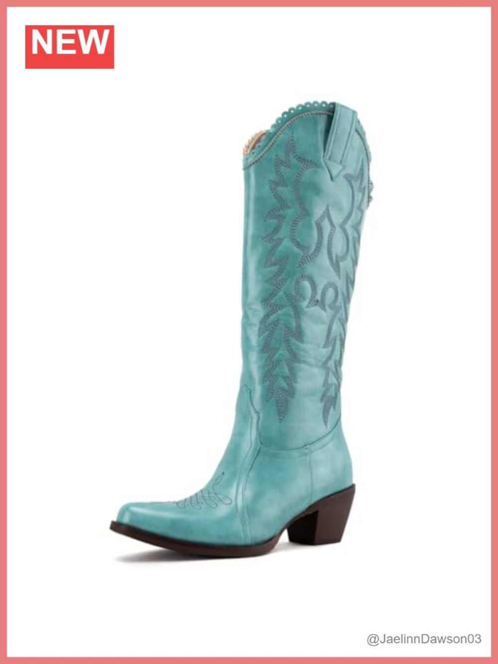 Women's Faux Suede Mid Calf Western Cowboy Boots Chunky Heel Zip